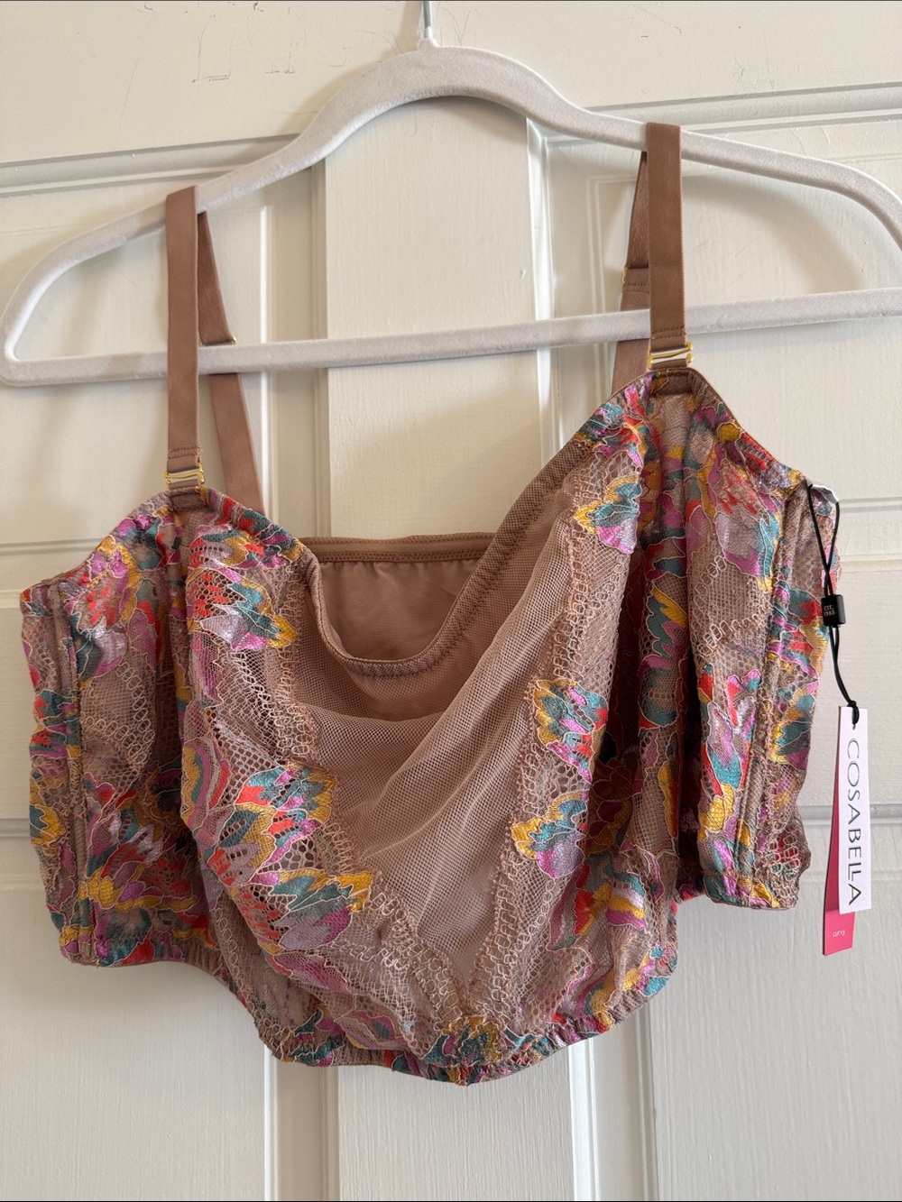 Cosabella Paradiso Bandeau Floral Colorful Lace Bralette Curvy XL